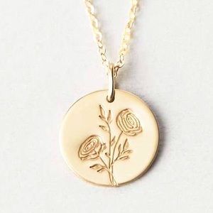 Buttercup Flower Engraved Chic Cute Charm Necklace